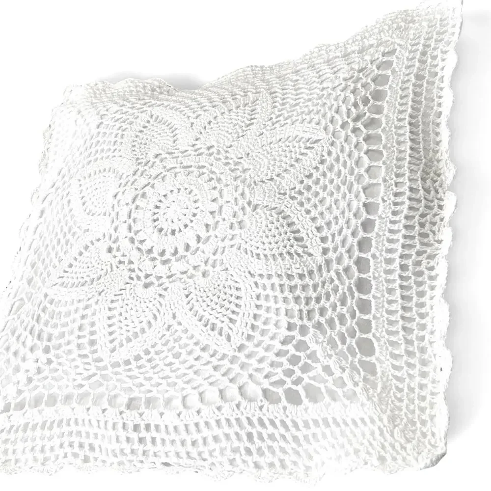 White Crochet Lace Pillow Sham 15